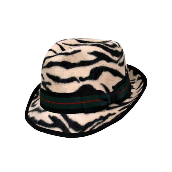 Animal Print Wool Fedora Hat - Picture 1 of 9